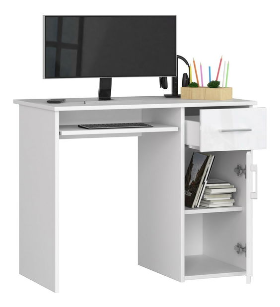 PC stolík Padma (biela + biely lesk)