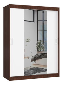 Ruhásszekrény Clotilde  (wenge + fehér) (tükörrel)