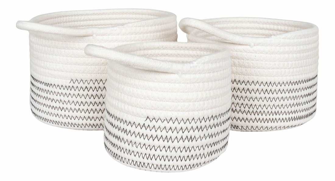 Set de 3 coșuri Avelina (alb + gri)