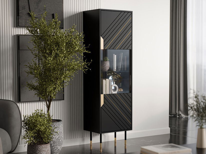 Vitrină Mediana 54 (negru + auriu)