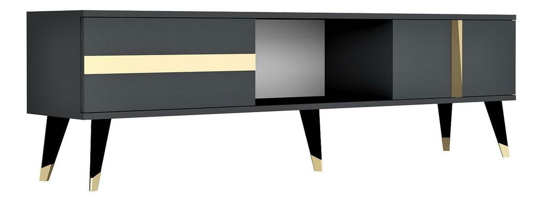 TV stolík/skrinka Vekika 2 (antracit + zlatá) 