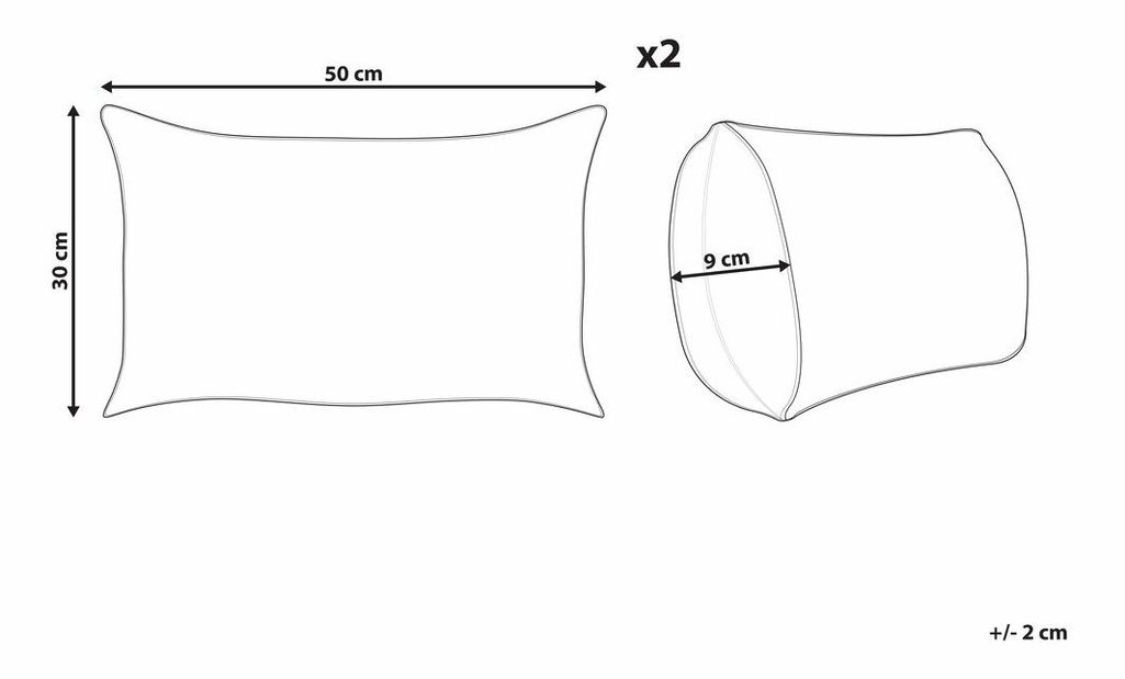 Sada 2 ozdobných vankúšov 47 x 27 cm Milie (biela)