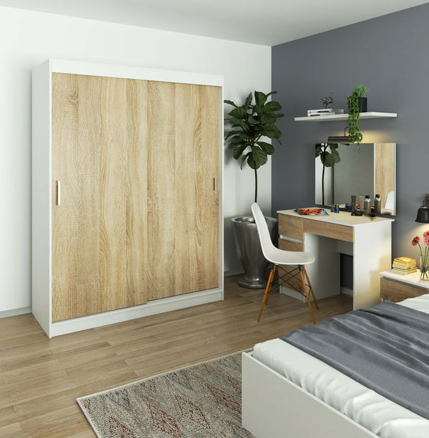 Ormar za garderobu Cosimo (bijela + hrast sonoma)