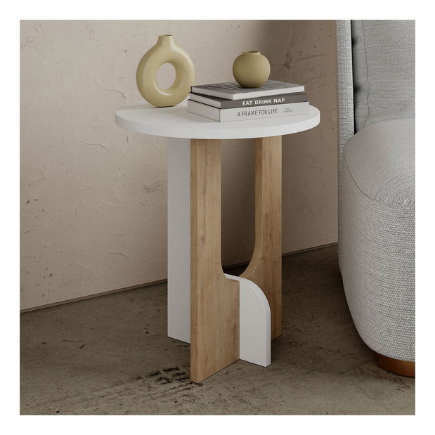 Măsuță laterală Leilani ( Alb + stejar)