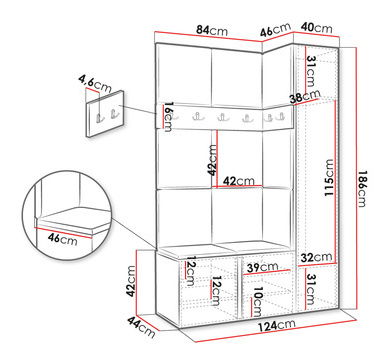 Predsoblje Tovenaz X (bijela + svijetlosiva)