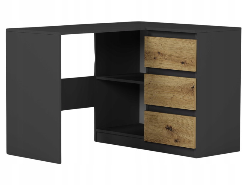 Sarok PC asztal Nolmir (antracit + artisan) (J)