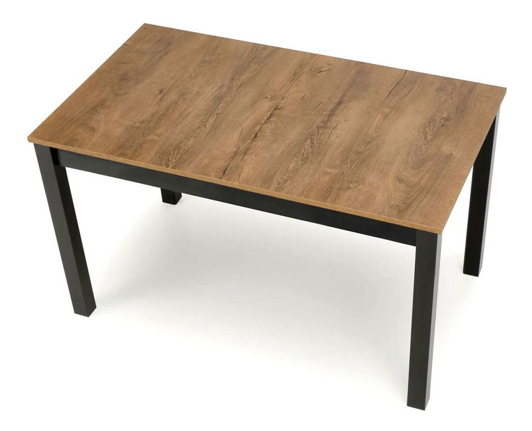 Masă de sufragerie extensibilă Tentempies (stejar craft auriu + negru) (pentru 4-6 persoane)