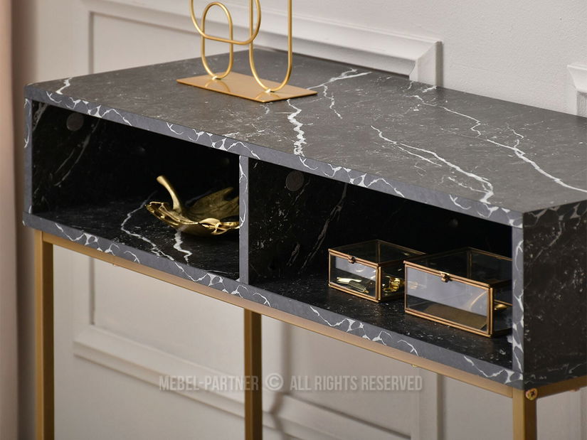 Konzolový stolík Frey (čierna + zlatá)