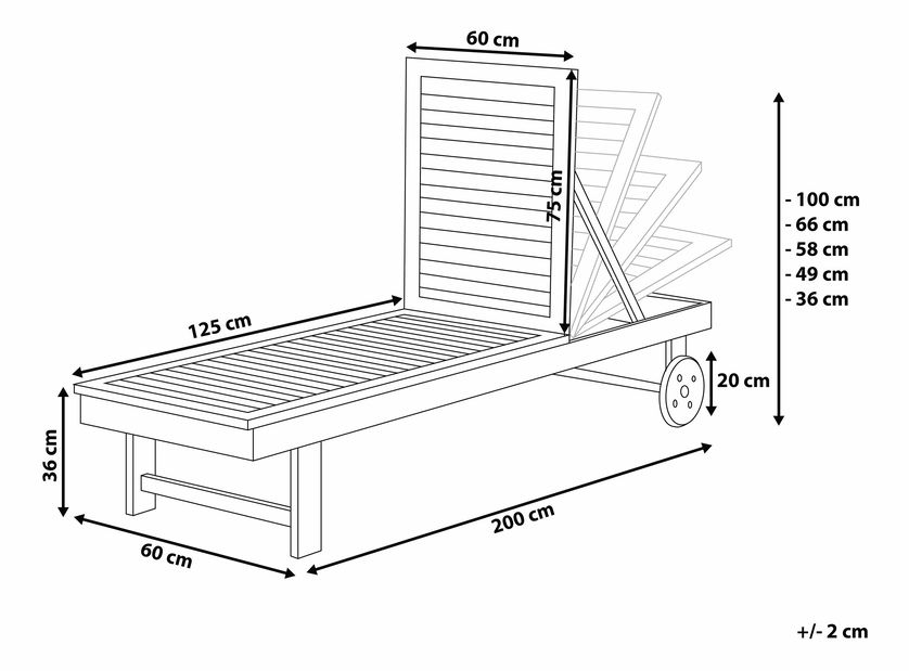 Șezlong pentru grădină Madeira (gri deschis)