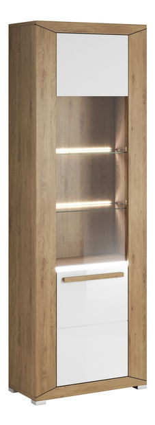 Vitrină Laurie Typ 06 P (Stejar Beaufort + Alb lucios)