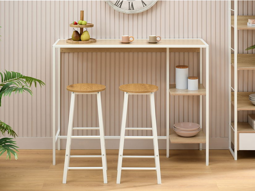 Barová stolička Fukando (dub + biela)