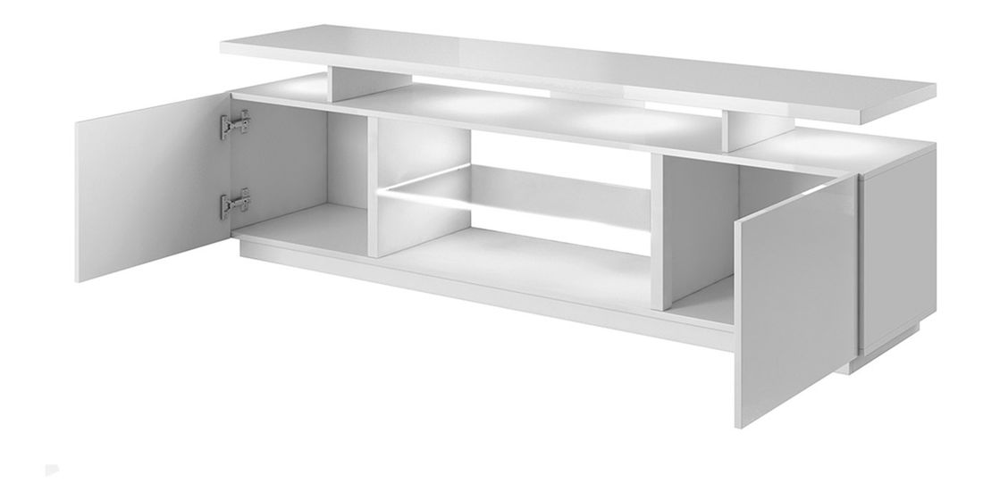 TV szekrény Evan (fekete + fényes fekete) (LED világítás)