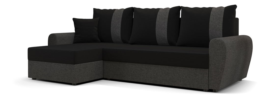 Kutna garnitura Daven L (crna + siva) (L)