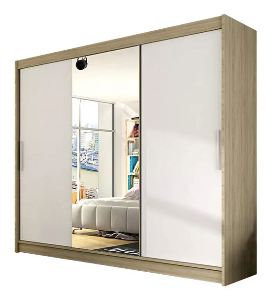 Šatníková skriňa Alex (dub sonoma + biela)