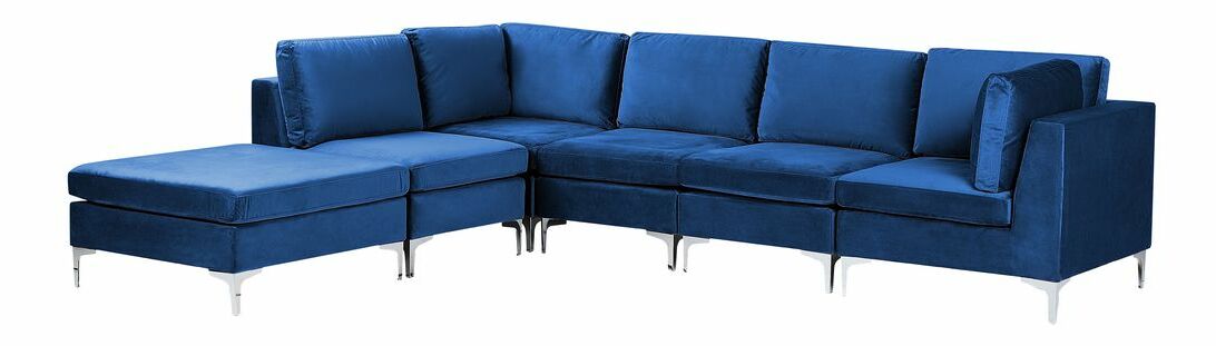 Rohová sedacia súprava s taburetkou Eldridge (parížska modrá) (P)