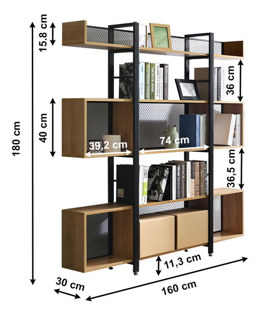 Raft Kelama Typ 4 (negru + acacia)