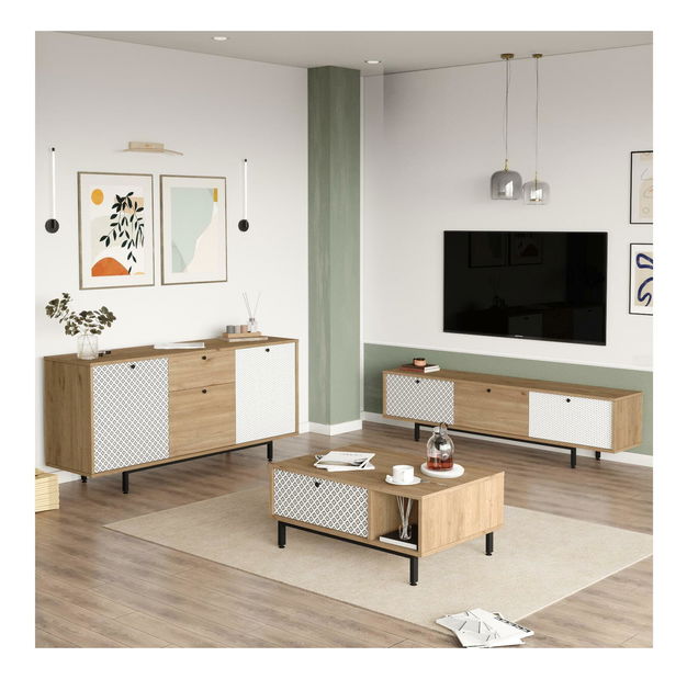 Set za dnevni boravak Cassius 7 (hrast + bijela) 