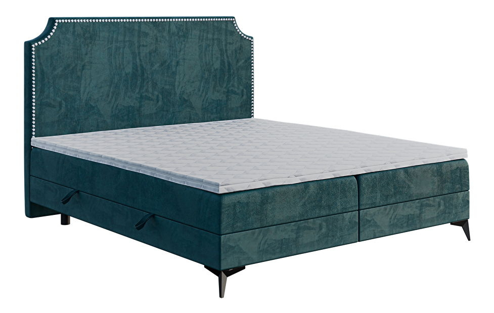 Franciaágy Boxspring 180 cm Lexa (tenger) (matraccal és tárolóhellyel)