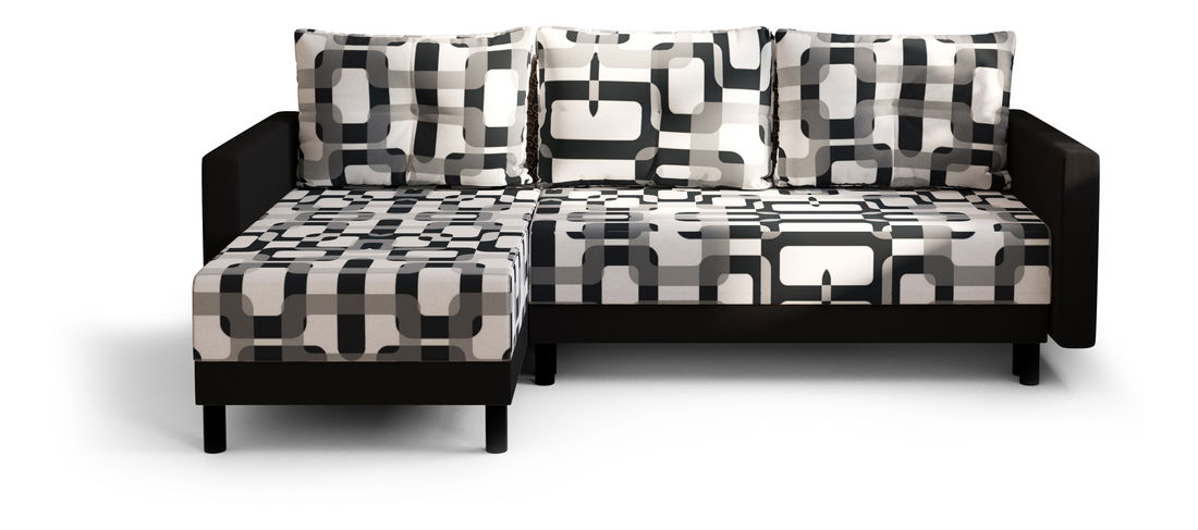 Kutna garnitura Glimmer L (crna + šareno) (L)