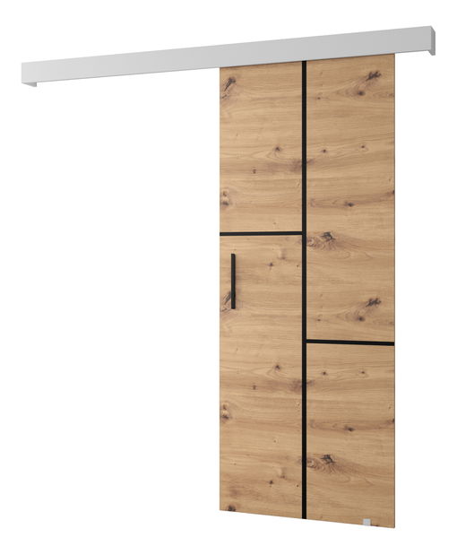 Posuvné dvere 90 cm Sharlene VII (dub artisan + biela matná + čierna)