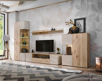 Set za dnevni boravak Catalis (vikinški hrast + kašmir) (s rasvjetom)