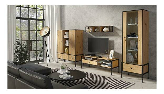 Mobilier living Luigi 3 (Stejar artisan + Negru)