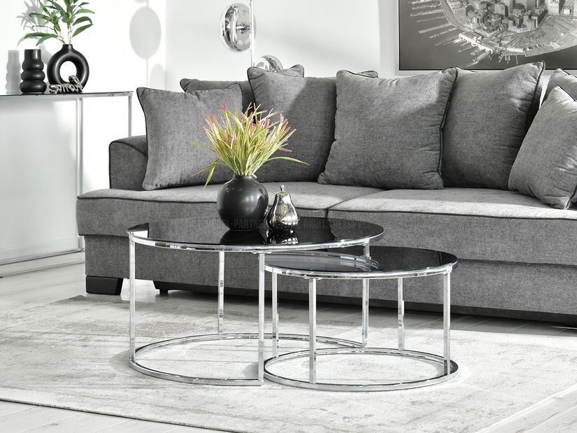 Dohányzóasztal Grande (fekete márvány + króm)