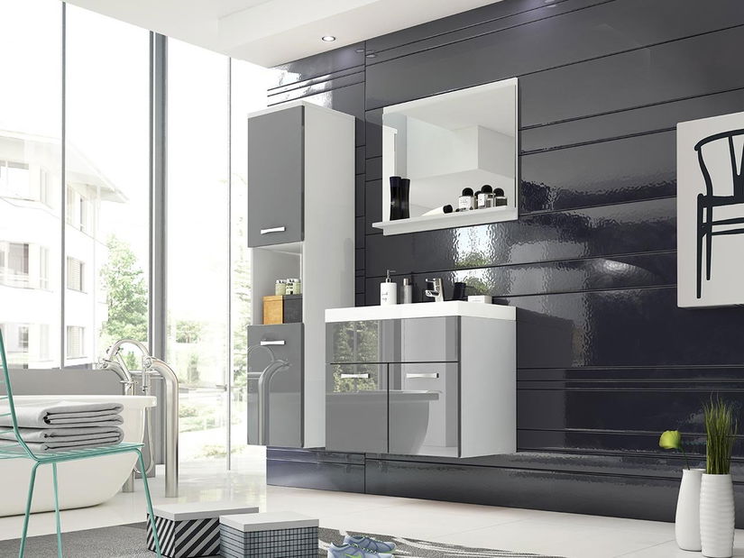 Kupaonski namještaj Florena (bijela + sivi sjaj)