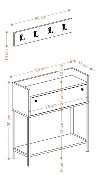 Mobilier hol Aliex 33 (alb + negru) 