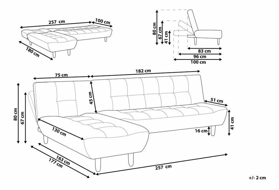 Rohová sedačka APPIN (béžová) (L)