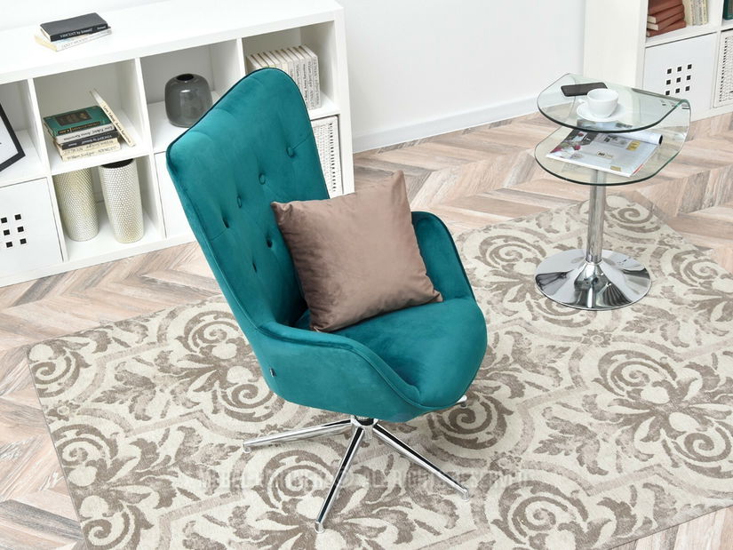 Kreslo Truni (tyrkysová + chrómová)