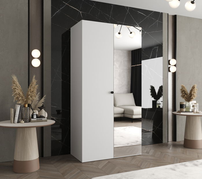 Ruhásszekrény 100 cm Parna 2 (fehér + fekete)