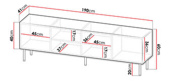 TV skrinka/stolík Ergibet (Biela + Biela + Čierna)