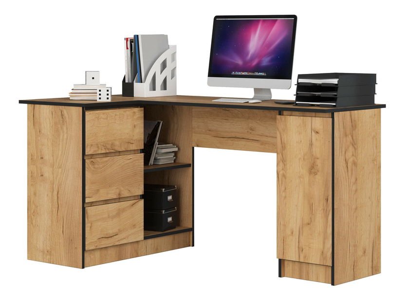 Rohový PC stolík Bevin (dub craft) (L)