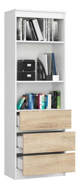 Regál Ravindra (biela + dub sonoma)