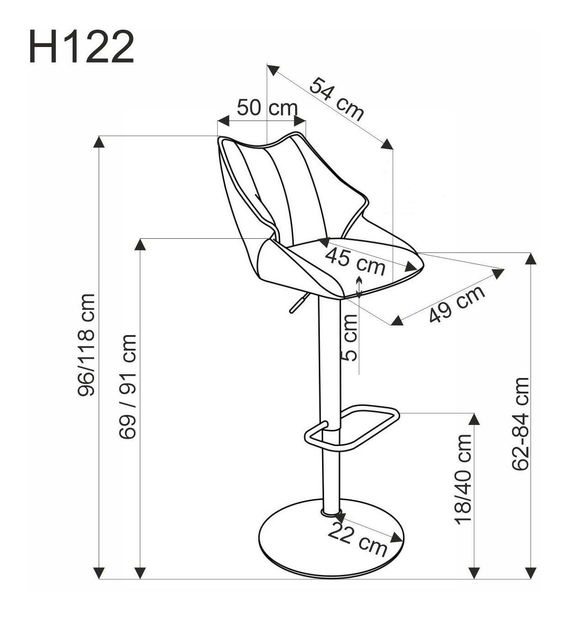 Bárszék Halmark (fekete + szürke)