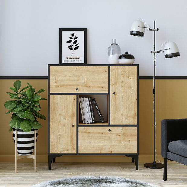 Szekrény Perla (zafír tölgy + fekete)