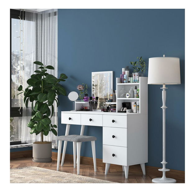 Fésülködőasztal zsámollyal Blake 101 (fehér)