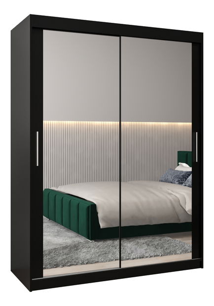 Ormar za garderobu 150 cm Toki 3 (crna mat + crna mat)