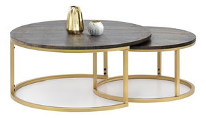 Konferenčný stolík Kolja Zest Xl (zlatá + dub vintage)