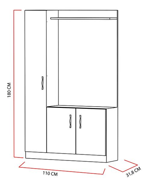 Predsieňová stena Neturella (biela + teak) 