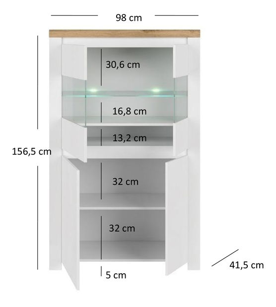 Vitrin Vina (fényes fehér + wotan tölgy)