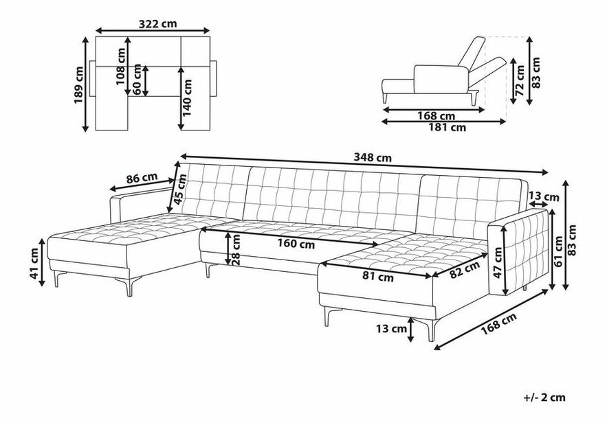 Rohová sedacia súprava U Aberde (čierna)