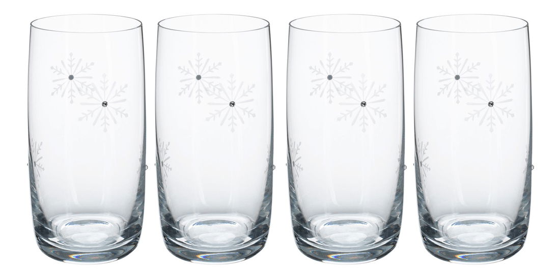 Set de 4 pahare pentru băuturi cu cristale 460ml Snouflek 