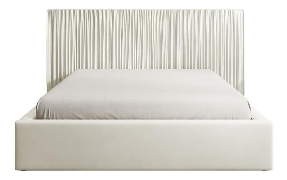 Pat matrimonial 160 cm Thala 160 (cu somieră) (cu sp. depozitare) (crem + negru)