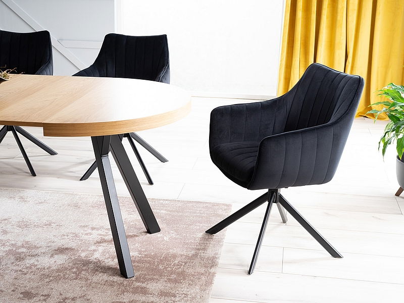 Scaun de sufragerie Anastasia (Albastru marin + Negru)