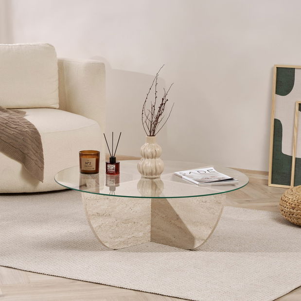 Konferenčný stolík Liyana (travertín)