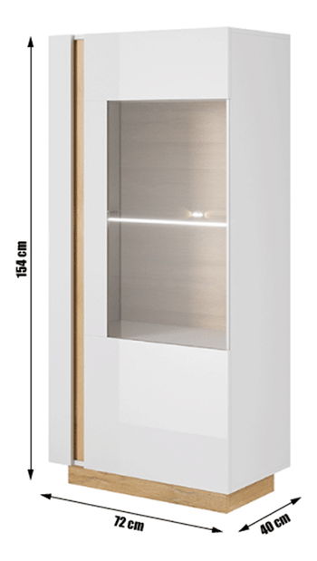 Vitrină Cethos Typ 72 (alb + stejar grandson)