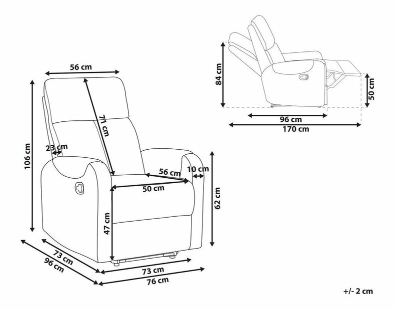 Relaxačné kreslo Seabert (sivá) (s LED osvetlením)