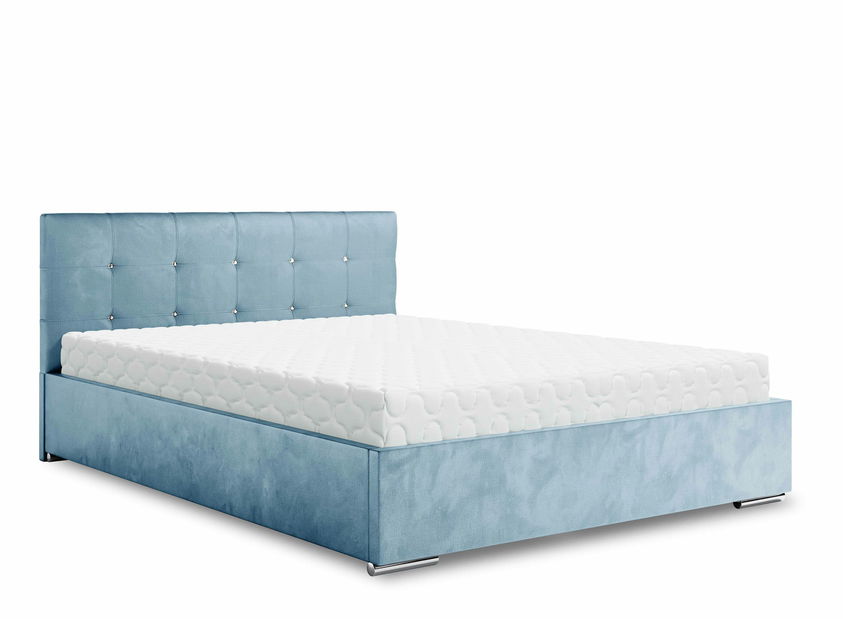 Bračni krevet 140 cm Lonnie (plava) (s podnicom i prostorom za odlaganje)